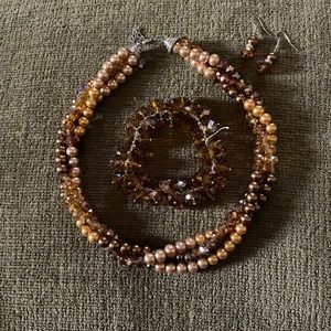 Chocolate beaded strand Necklace set